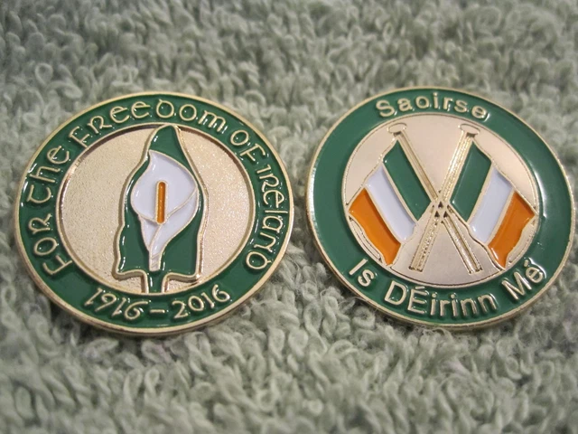 Ireland Centenary 1916- 2016 "Easter Lily" & Saoirse "I Am Of Ireland" 2Pc Badge