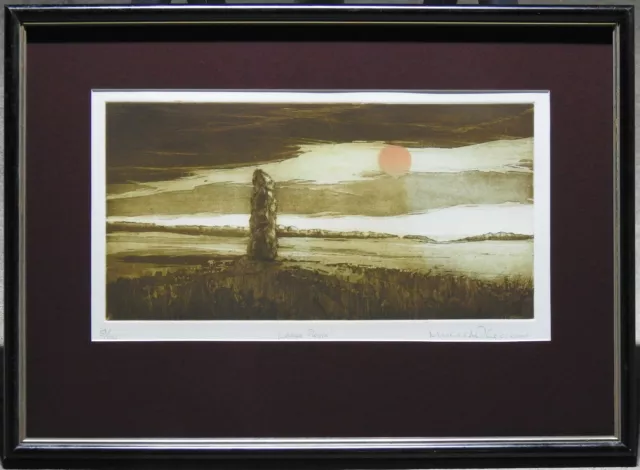 Michael Richecoeur (1946-) Original Etching Sunset at Phallic Rock Jersey Island