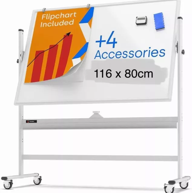 Whiteboard Standfuß Rollen KAMELLEO Groß Magnetisch trocken abwischbar 116x80