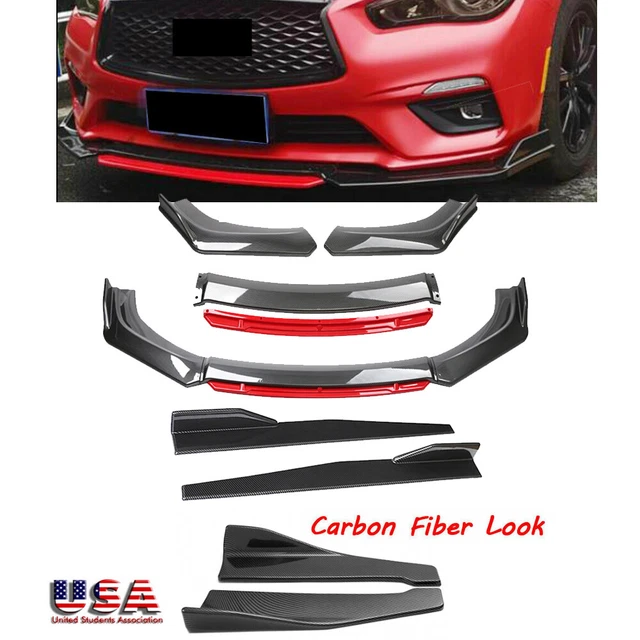 CARBON FIBER FRONT Bumper Lip Spoiler Body Kit+Side Skirt For Infiniti