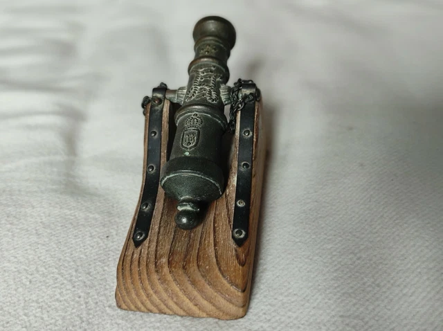 Jouet Ancien Canon En Bois (1900) – Mécanique – Plaque Déposée, 36 Cm