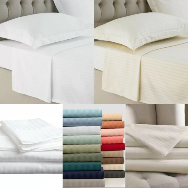 Sateen Stripe 250Tc Hotel Quality  Flat Sheets 100% Egyptian Cotton All Sizes