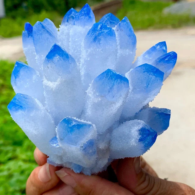 475G New Find Blue Phantom Quartz Crystal Cluster Mineral Specimen Healing