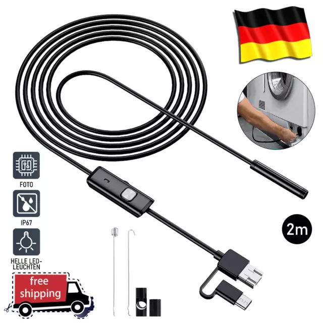 USB LED Endoskop 2M Wasserdicht Endoscope Inspektion Kamera Für Android PC DHL