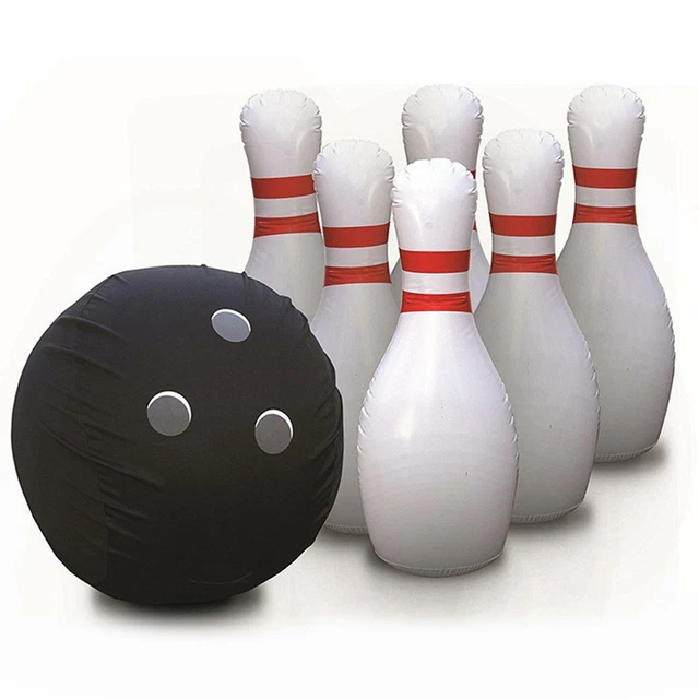 Jeu De Bowling Gonflable Géant Pour Enfants Et Adultes - 6 Quilles 61 Cm + 1 Boule 46 Cm - Jeu D'intérieur/extérieur, Coordination, Amusement