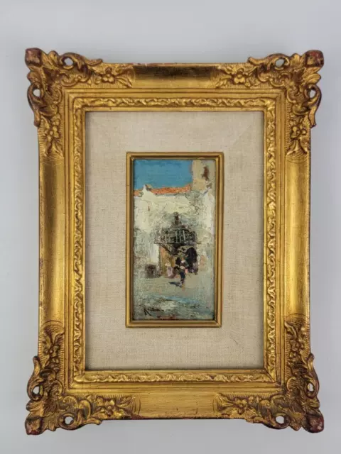 Oscar RICCIARDI (Napoli 1864 - 1935) DIPINTO OLIO SU Cartoncino QUADRO Paesaggio