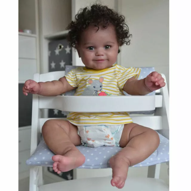 Bambola neonata nera reborn vinile morbido dipinta afroamericana bambina giocattolo