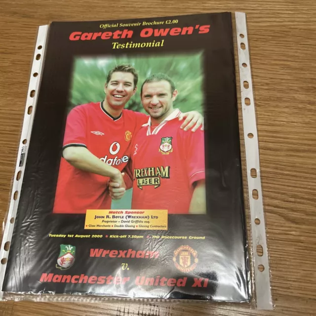 Wrexham V Manchester United Gareth Owen Testimonial Programme 2000