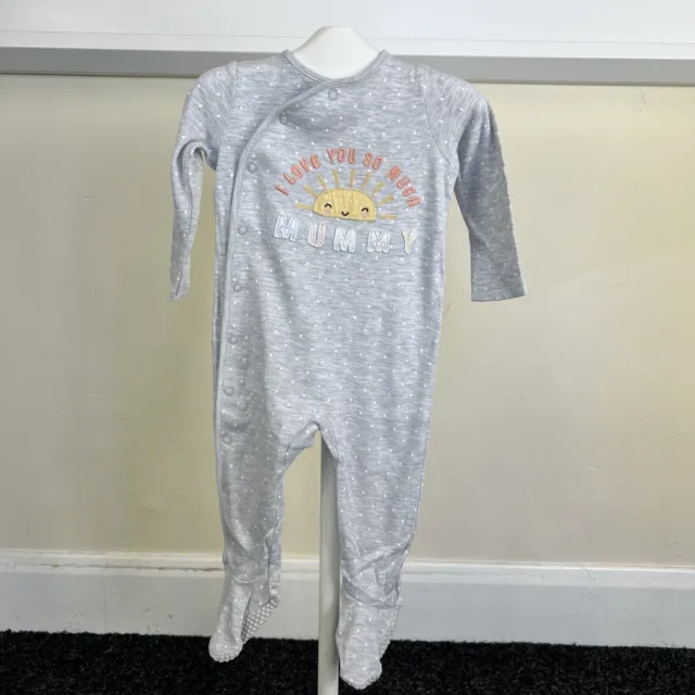 F&F Baby Jungen Mädchen grau fleckty I Love You Mama Schlafanzug UK 9-12 Monate