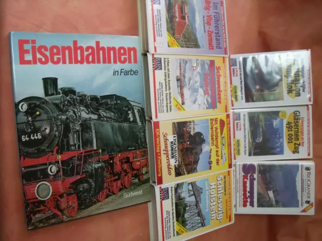 Eisenbahn 6x Video,s VHS-Kassetten, und ein Buch Eisenbahnen in Farbe!