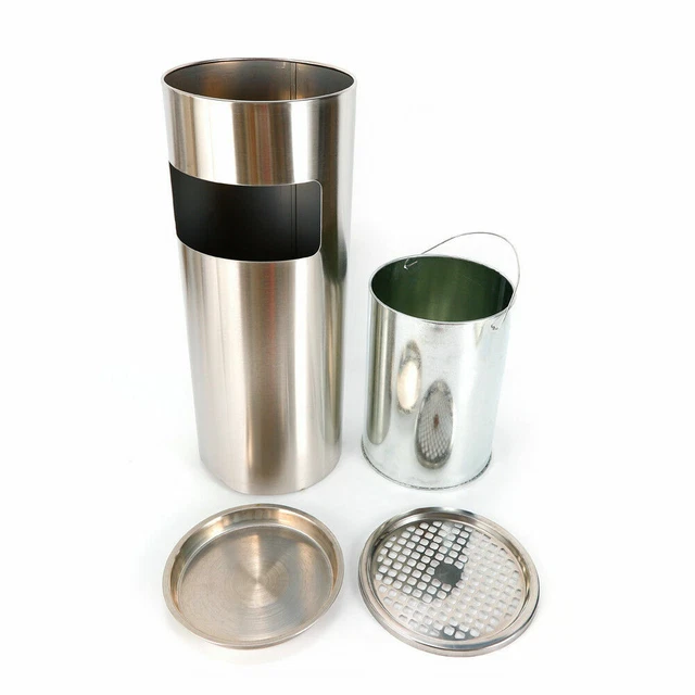 62CM 30L Standaschenbecher Mülleimer Bürogebäude Hotelbedarf  Edelstahl Gehäuse