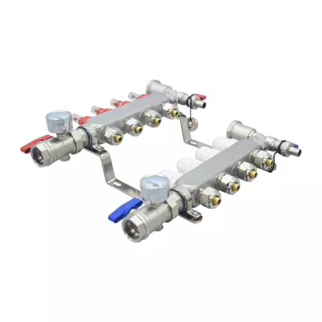 4 Branch G 1/2" PEX Radiant Floor Heating Manifold Set Flow Water Separator Kit