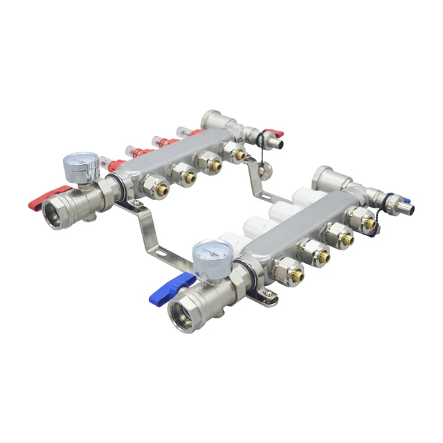4 Branch G 1/2" PEX Radiant Floor Heating Manifold Set Flow Water Separator Kit