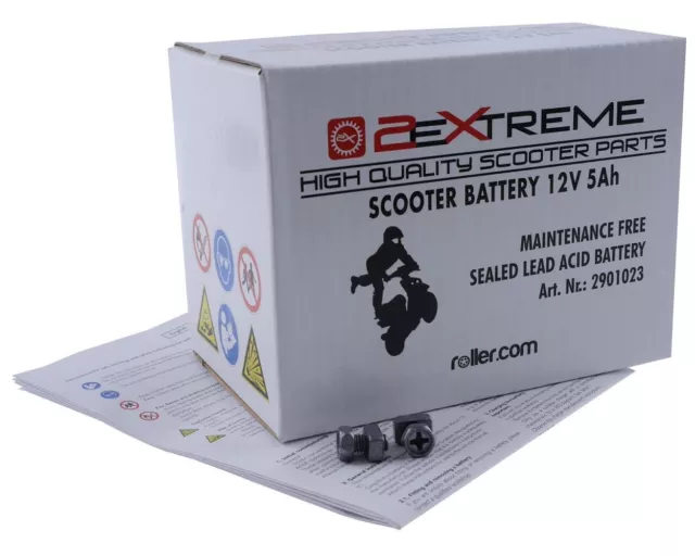 Batterie 12V 5Ah AGM SLA 2EXTREME sans entretien scooter (identique à YB4LB) 112 3