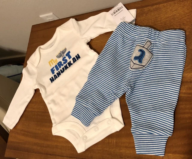 NEW Carters Baby My First Hanukkah Bodysuit Jumpsuit and Pant Set NB Newborn NWT