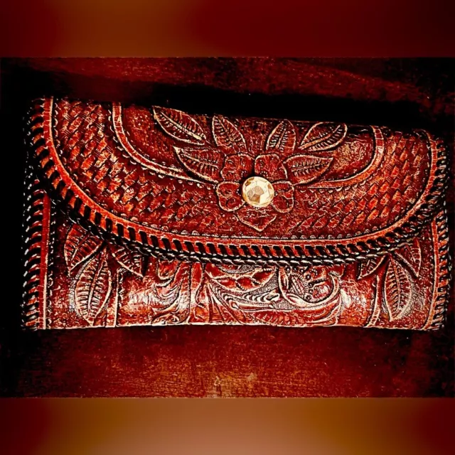 Hand Tooled Genuine Leather Cowgirl Wallet