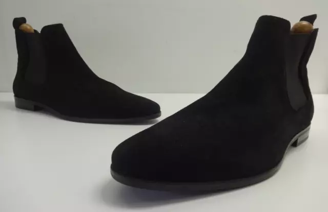 Botas para Hombres Reino Unido Zapato Talla 12 CAMINAR Londres Negro Gamuza Real Tirar del Tobillo Chelsea