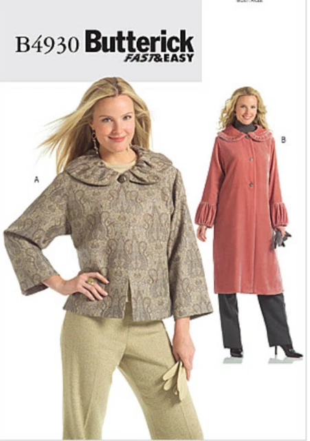 Butterick B4930 Coat Jacket Lined Misses Sewing Pattern Uncut Size XS S M 4-14