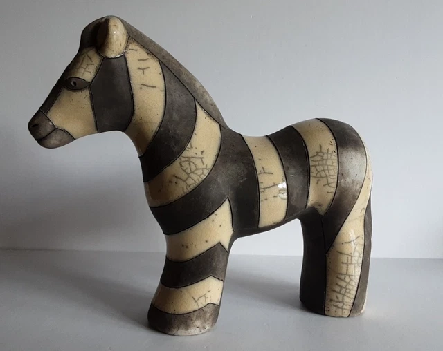 The Fenix Raku Studio Pottery Large Zebra Figurine Hand Made In South Africa