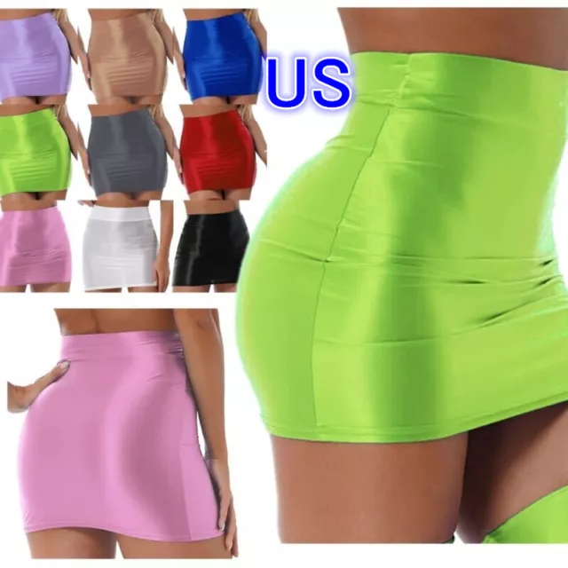 Womens Glossy Pencil Skirt High Waist Oil Shiny Mesh See Through Bodycon  Mini Skirt Hot Clubwear Miniskirt Lingerie - AliExpress