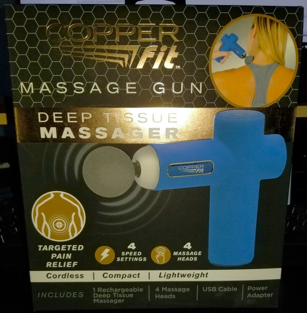 COPPER FIT PERCUSSION Massage Gun w/ 4 attachments, Cordless
