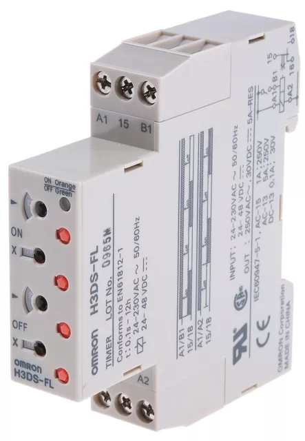 1 pcs - Omron H3DS Series DIN Rail Mount Timer Relay, 24 - 230 V ac, 24 - 48V dc
