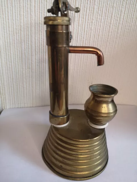 Vintage Indian Solid Brass  Hand Water Pump with vase. Small Handcrafted Decor 3