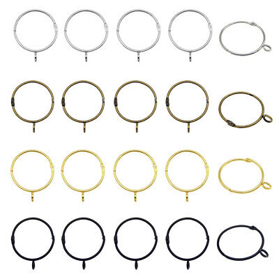 10 Pack Metal Curtain Rings with Eyelet Pole Rod Rings Openable 38mm 50mm