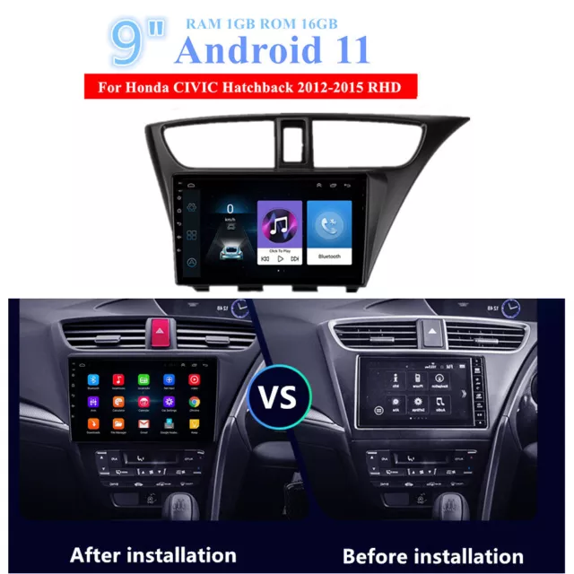 9For 2012-15 Honda Civic Hatchback Stereo Radio GPS Navi Android 10.1 Head  Unit