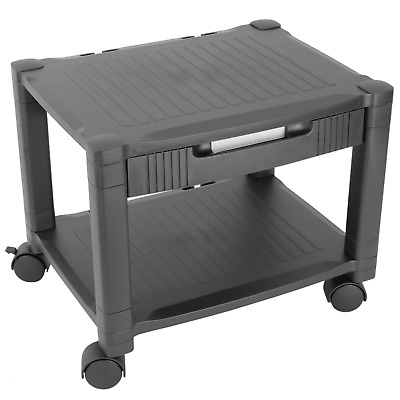 Mesa auxiliar 2 niveles para impresora con ruedas y cajón