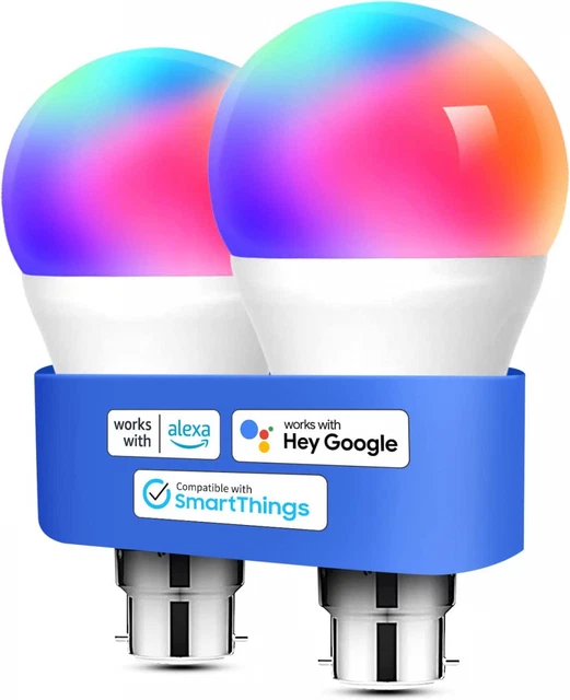Alexa Glühbirnen WiFi Smart B22 Bajonett [2er-Pack] kompatibel 2er-Pack