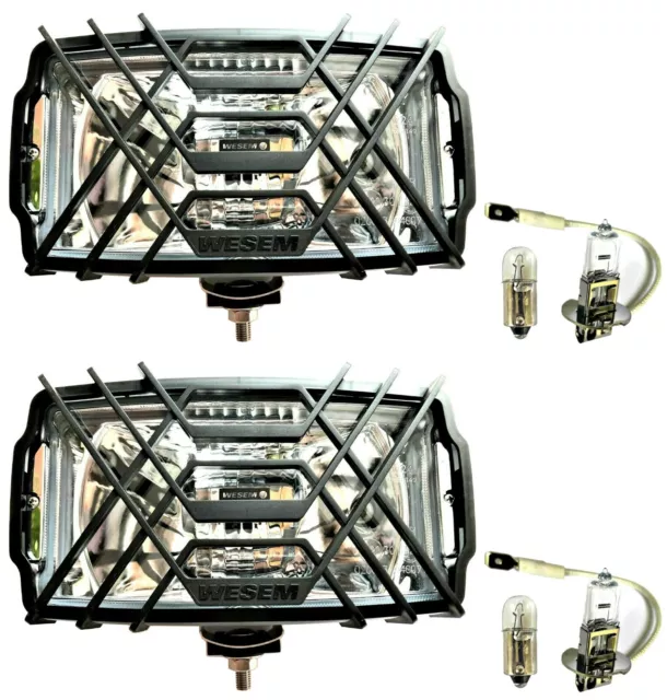 2x H3 Halogen Chrom Scheinwerfer Zusatzscheinwerfer 12V 24V und 12V Glühbirnen