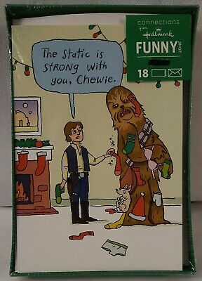 Star Wars Han & Chewbacca Hallmark Funny Christmas Cards 18ct New 2016