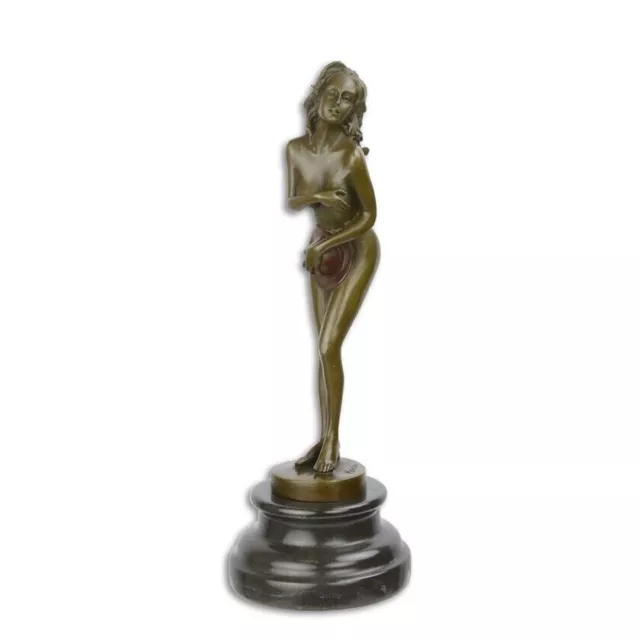 BRONZESKULPTUR nackte Frau EROTIK Akt NUDE WOMAN Figur MARMORSOCKEL EJA0524.2