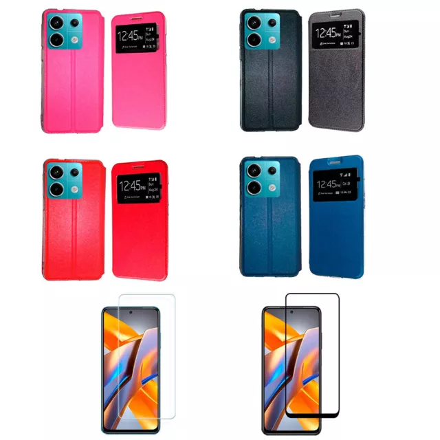 Funda Para Xiaomi Redmi Note 13 5G Libro Ventana + Protector Cristal 5D o Normal