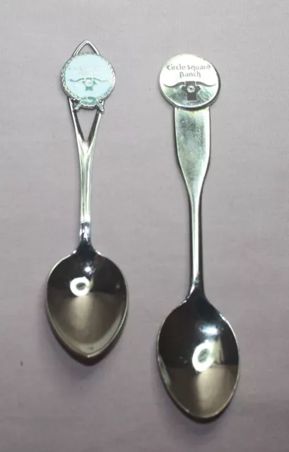 Circle Square Ranch Camp Souvenir Spoons With Steer Head Logos Lot Of 2 Sp-1085
