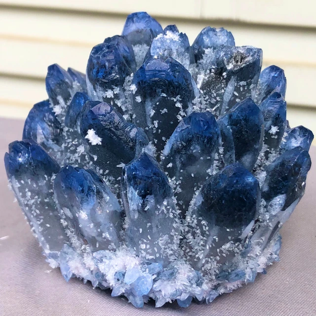 1.77LB New Find blue Phantom Quartz Crystal Cluster Mineral Specimen Healing 5