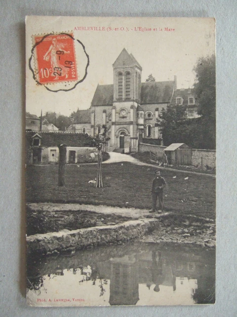 Cpa Ambleville (95) The Church And The Mare.