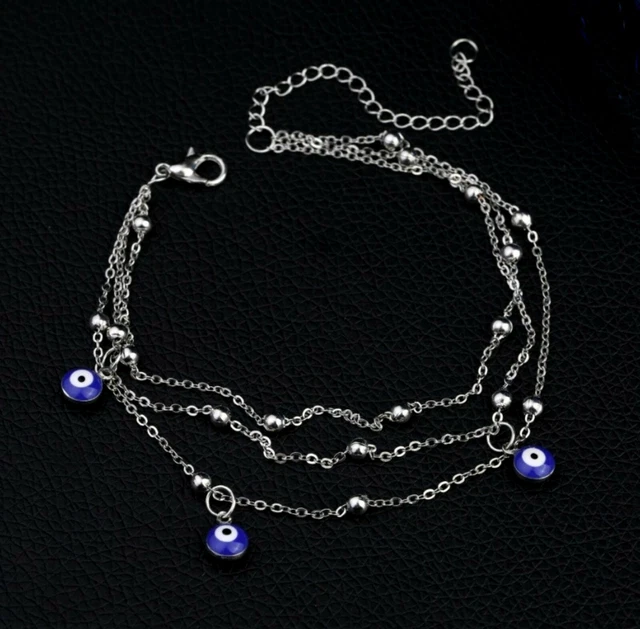 Bracelet Cheville Contre le Mauvais Oeil Bleu Grec Turc Mataki Matiasma