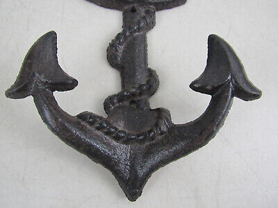 Vintage Cast Iron Nautical Boat Anchor Towels Coats Hats Two Hooks, 3