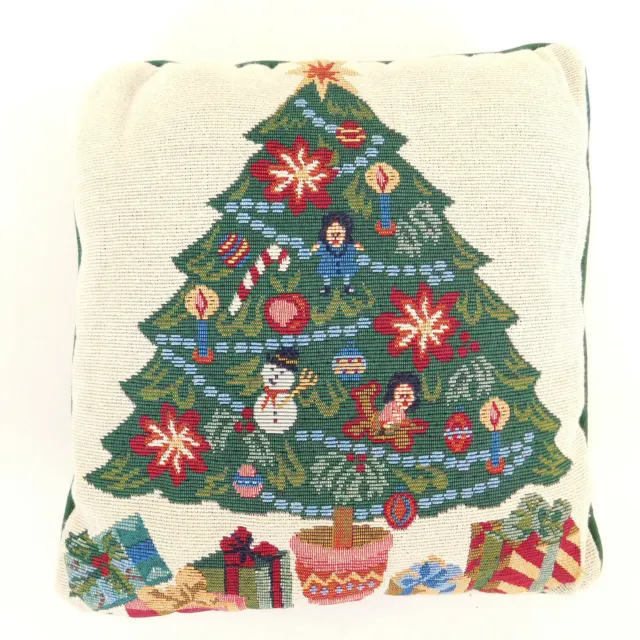 Almohada de Navidad bordada árbol de Navidad regalos espalda verde