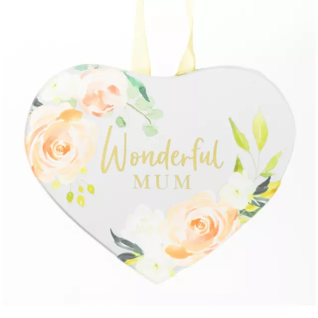 Floral Verre Miroir Suspendu' Cœur 'Plaque Cadeau - Merveilleux Maman