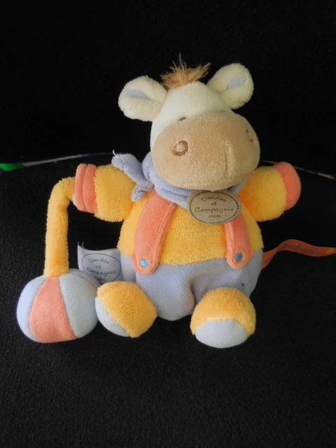 doudou peluche musical vache âne jaune bleu Graines de DOUDOU ET COMPAGNIE
