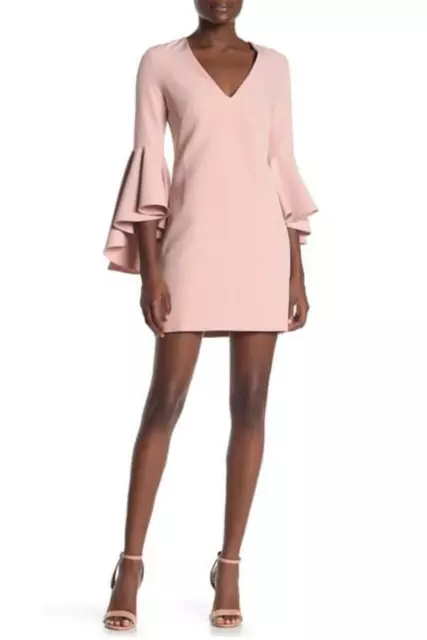 Milly Womens 6 Nude Blush Pink Italian Candy Nicole Dress Shift Mini Bell Sleeve