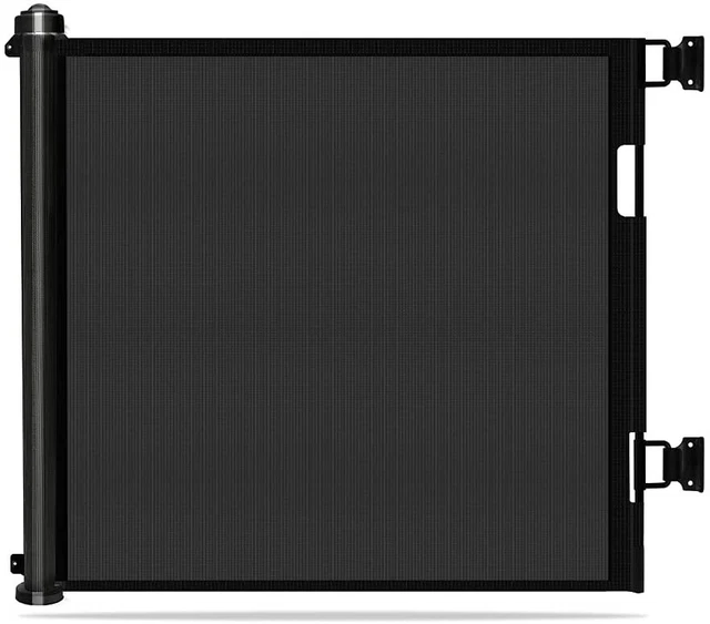 Puerta de seguridad retráctil para bebé/mascota 86 cm de altura se extiende hasta 150 cm negra nueva en caja