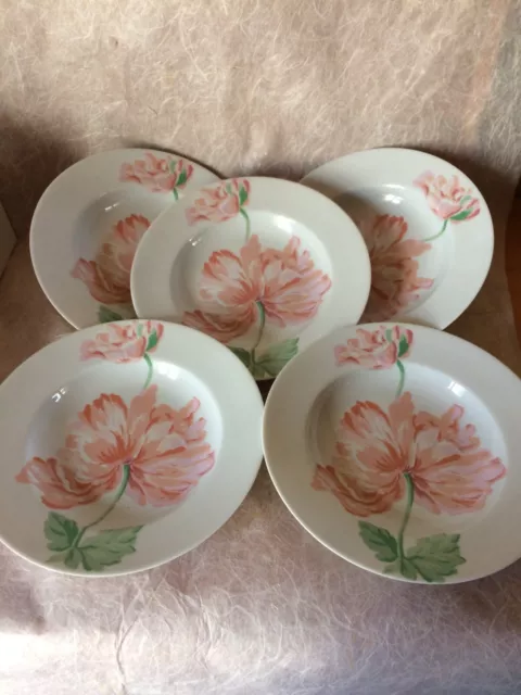 5 Assiettes creuses Philippe DESHOULIERES Limoges Bouquet Fleurs