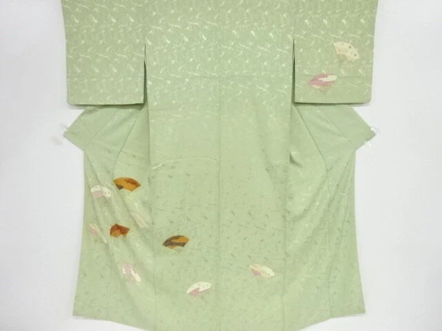 46271# Japanese Kimono / Antique Kimono / Embroidery / Folding Fan Pattern