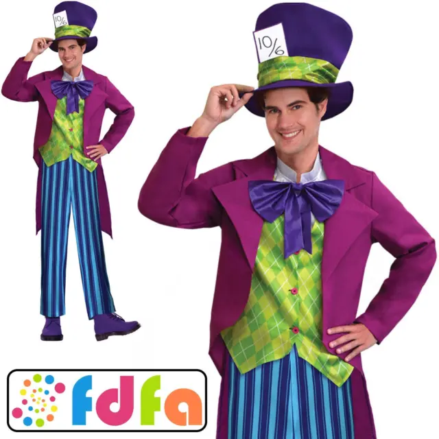 Amscan Official Alice Mad Hatter Adults Mens Fancy Dress Costume
