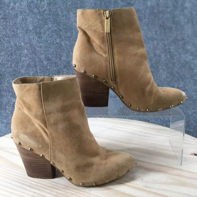 BCBGeneration Boots Womens 6 M Jonnie Ankle Booties Brown Suede Heels Studded