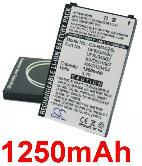 Battery 1250mAh Type UF553450U UF553450Z XWD033454 XWD051087 For I-mate Pean